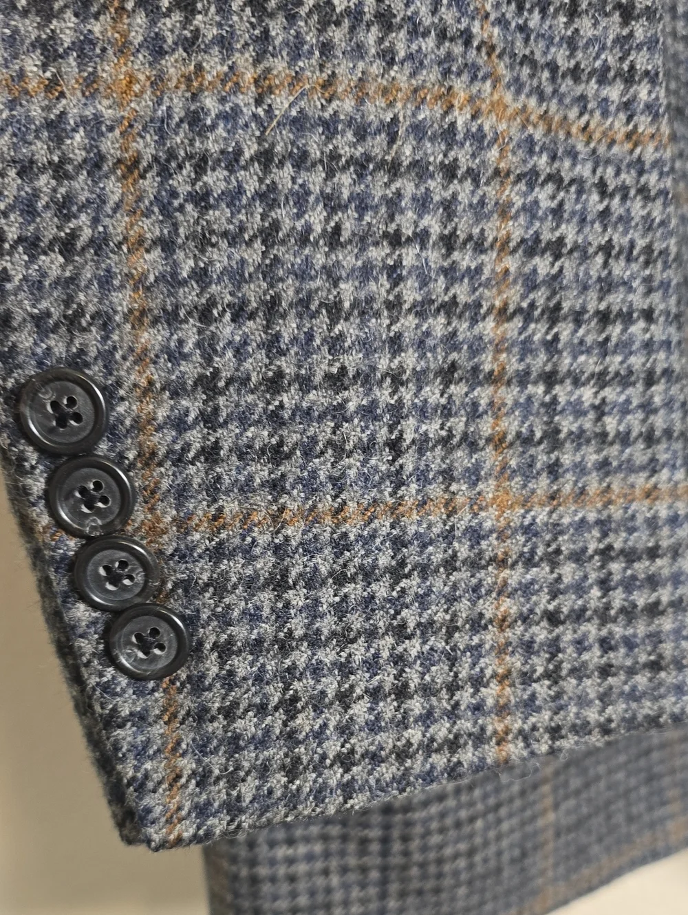 Vintage Lands' End Navy and Brown Plaid  Wool/ Alpaca Blend  Blazer Size 40R